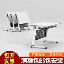 Folding conference table and chairs removable splicing long table with pulleys multi-functional office desk training desk and chair combination