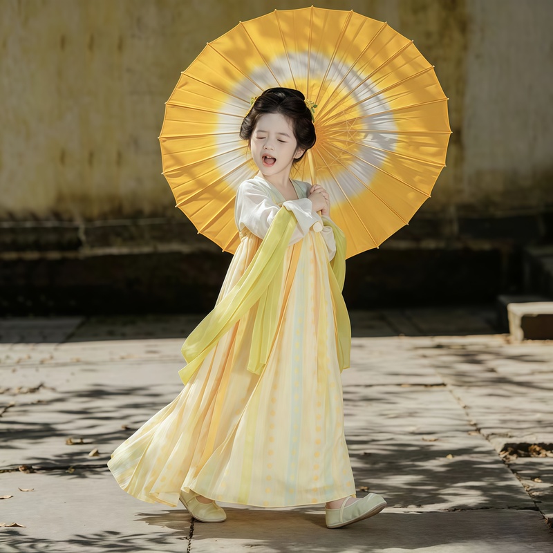 Hanfu for Girls, New Spring and Autumn Style, Tang-Style Chest-Length Skirt, Ancient Style, Super Fairy-Like Little Girl's Ancient Style Dress, Mid-Autumn Festival Hanfu