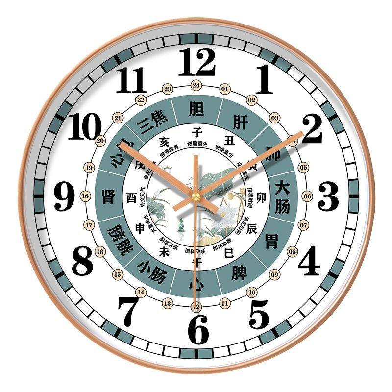 Beauty Salon Afternoon Clock Health Wall Clock 24 Home Clock Living Room Traditional Chinese Medicine Twelve Seasons Bagua Mute