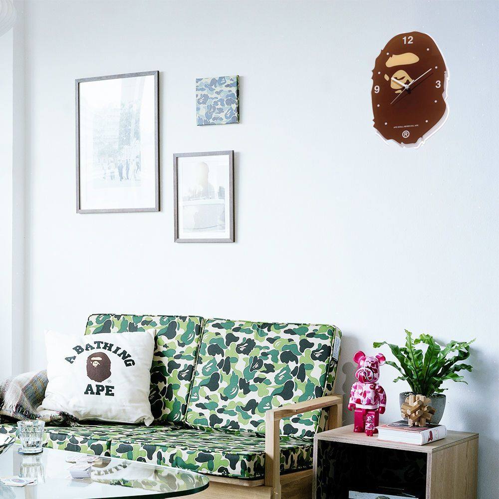 Bape Ape Clock Trendy Brand Internet-Famous Clock Simple Creative Modern Silent Wall Clock Home Living Room Decoration ins