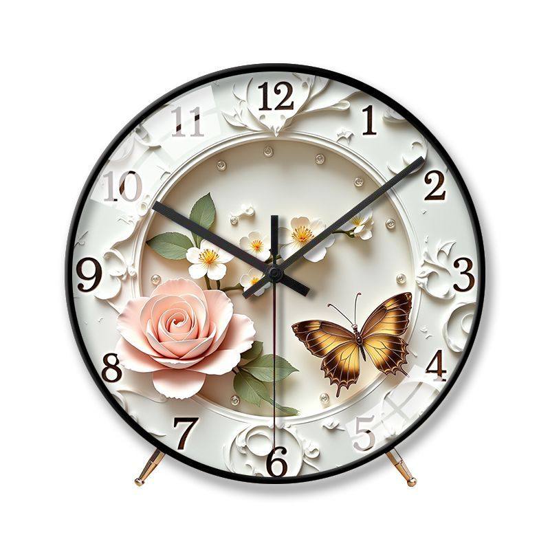 French-Style Butterfly High-End Nordic Clock, Silent Bedroom and Living Room Creative Home Clock, Quartz Clock