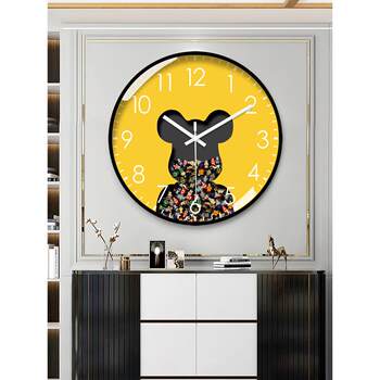Building Block Bear Wall Clock for Living Room and Bedroom, Silent Luxury Modern Children's Room Cartoon Creative Clock 2024 New Model