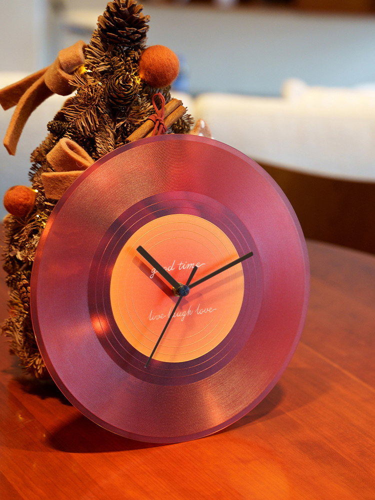 Hicat Sunset Gradient Real Record Wall Clock ins Creative Home Decor Stylish High-Value Gift Silent Clock