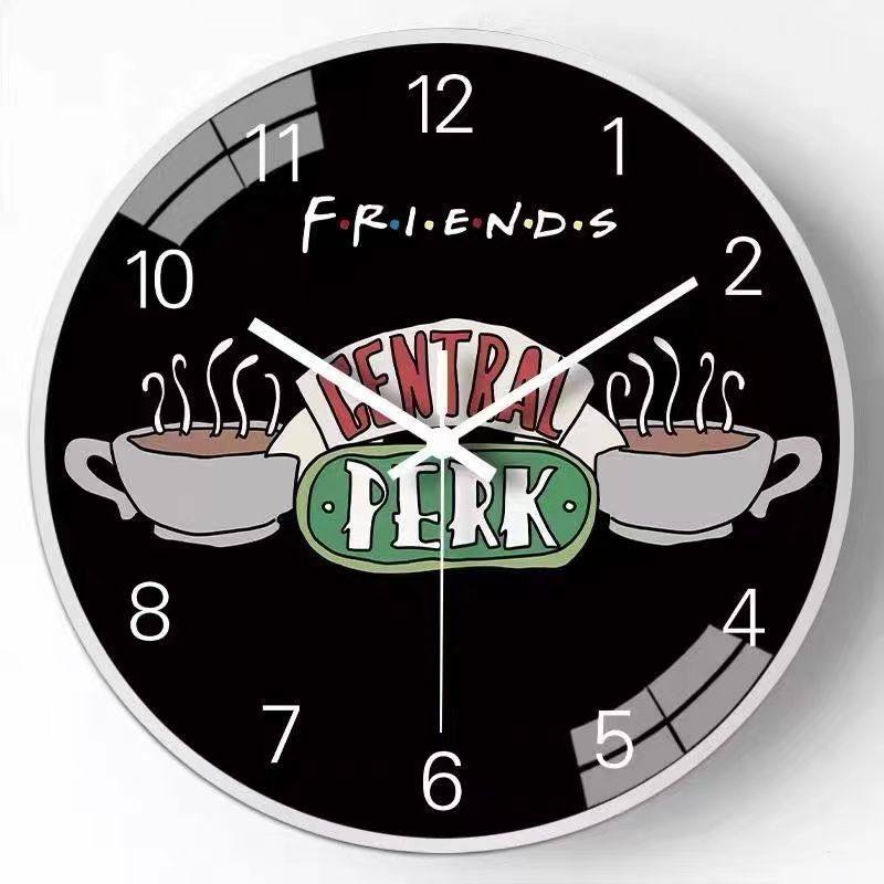 Fashionable and Simple Clock, Friends-Themed Wall Clock, American Tv Series Silent Clock, Glass Clock for Bedroom and Living Room