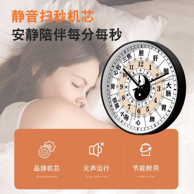 Beauty Salon Afternoon Clock Health Wall Clock 24 Home Clock Living Room Traditional Chinese Medicine Twelve Seasons Bagua Mute