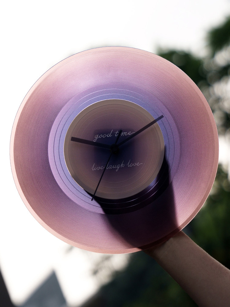 Hicat Sunset Gradient Real Record Wall Clock ins Creative Home Decor Stylish High-Value Gift Silent Clock