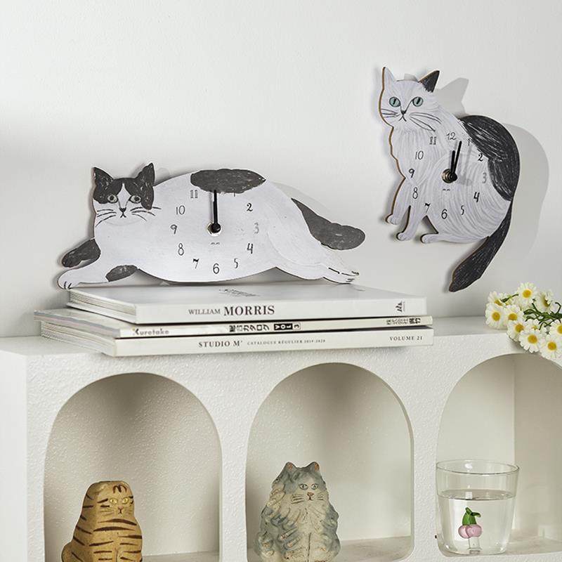 Japanese Unicom Matsuo Meishan Designer Collaboration Cat and Bird Shaped Ornament Wall Clock