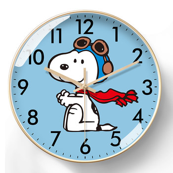 Snoopy Wall Clock Quartz Clock Early Education Home Cartoon Living Room Dining Room Children's Room Radio-Controlled Clock Automatic Time Setting Clock