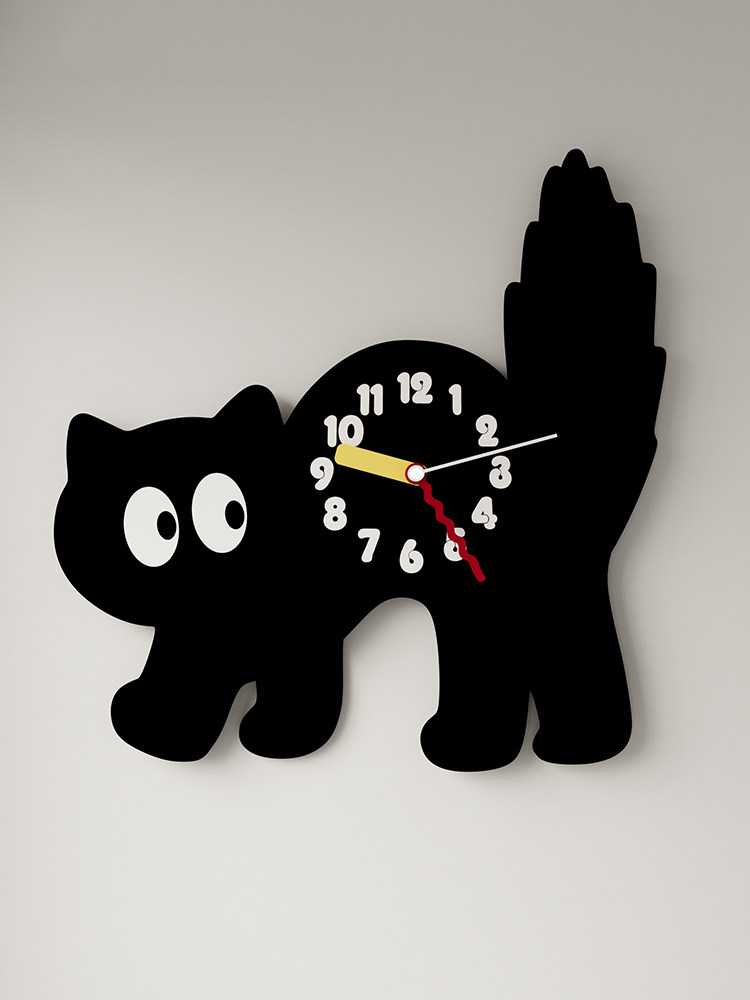 Cartoon Creative Wall Clock Cute Cat Princess Children's Room Grille Decorative Clock Living Room Dining Room Wall Clock 2024 New Model