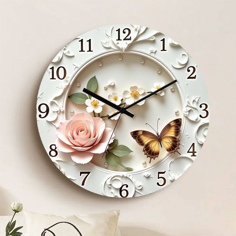 French-Style Butterfly High-Value Nordic Clock Art Painting Silent Bedroom Living Room Creative Home Wall Quartz Clock