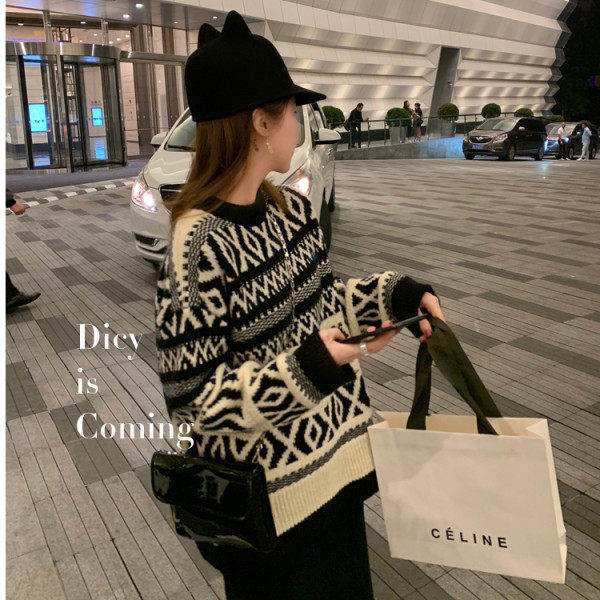 Net infrared wearing sweater women's thick pullover new autumn and winter new loose lazy style thick sweater women's top