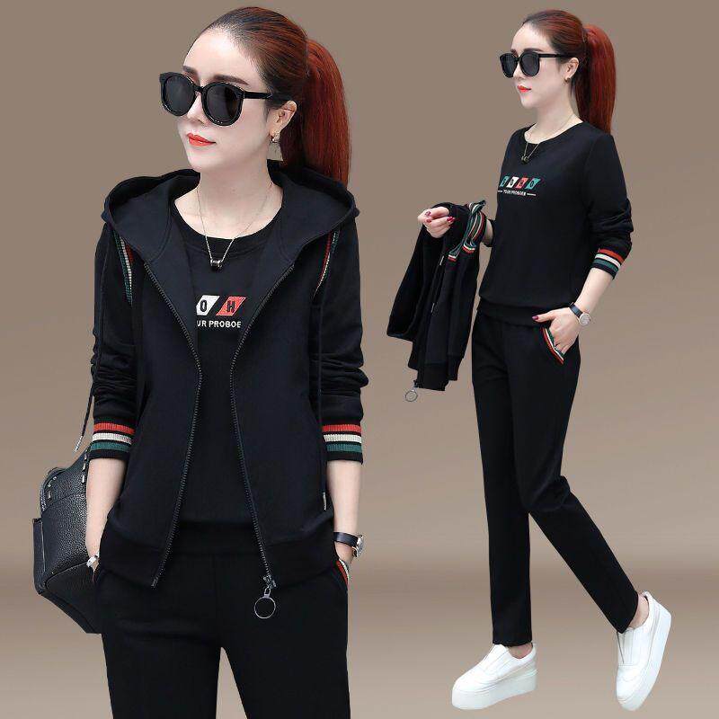 Casual suit women's autumn clothes 2020 new Korean version fashion long-sleeved large size sportswear vest three-piece trendy