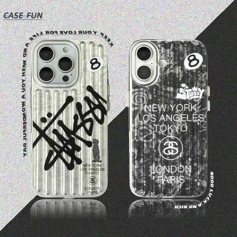 Stussy Trendy Fashionable City Graffiti 8 Ball Ribbed Phone Case for iPhone 17, 16, 15, 14 and 13