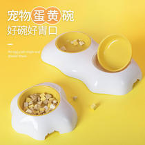 Mi bowl double bowl dog rice bowl egg yolk pet bowl cross-border pet supplies egg yolk tableware pet cat