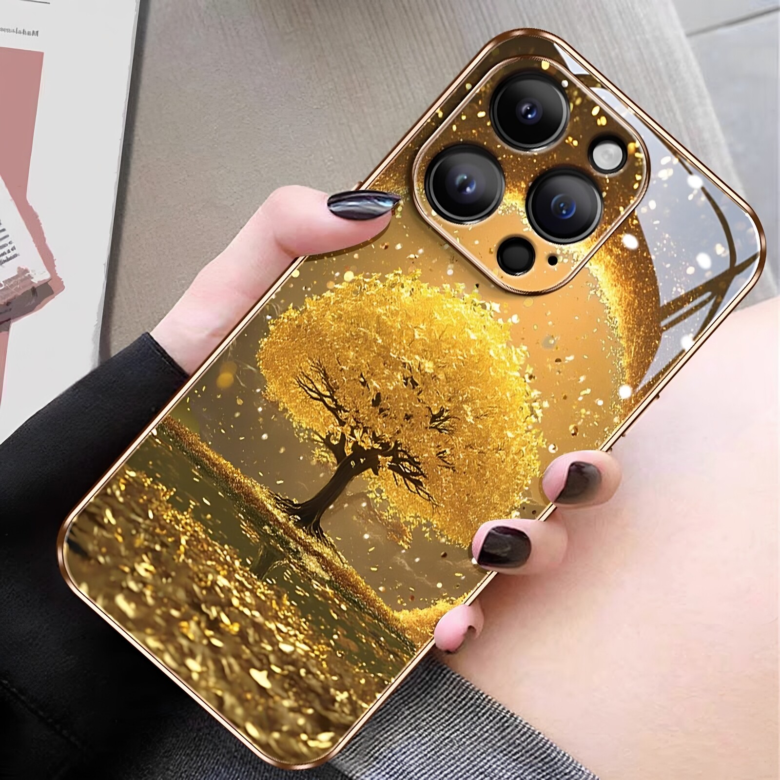 Подходит для чехла для мобильного телефона Apple 17promax good luck lucky tree новый iphone 16promax творческая личность 16pro advanced sense нишевый объектив все включено ультратонкий защитный чехол 15 trend