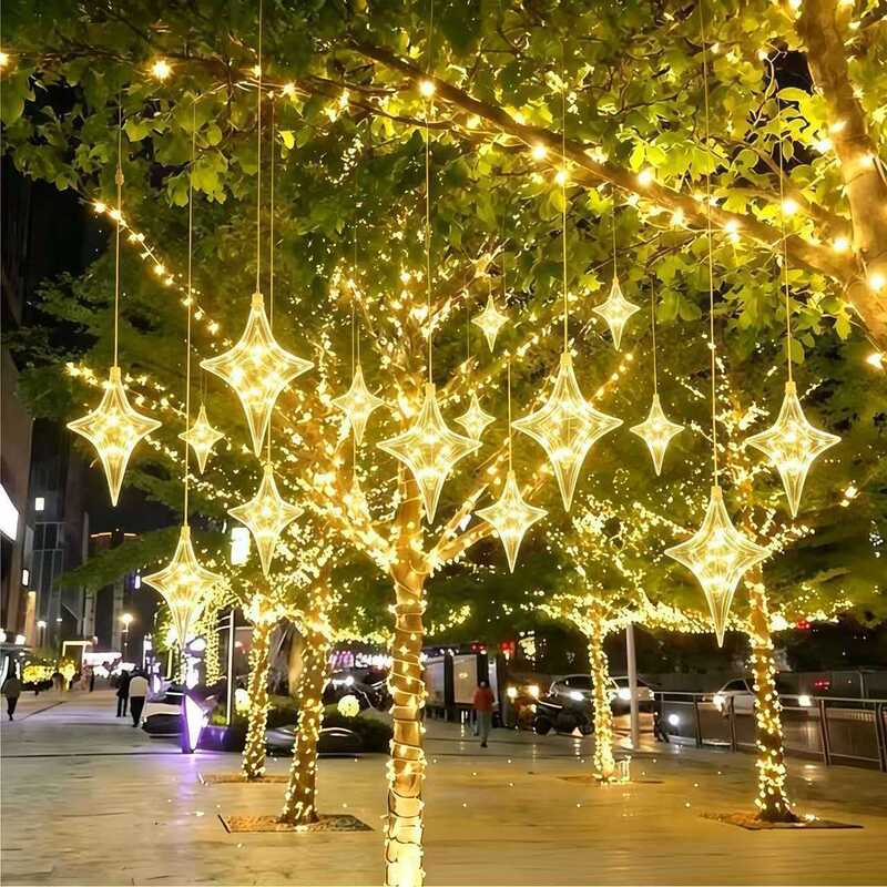 Outdoor Waterproof Four-Pointed Star Tree Hanging Lights, North Star Pendant Lights, Ambiance Decorative Lights for Parks, Scenic Areas, and Street Tree Lighting Outdoor Waterproof Four-Pointed Star Tree Hanging Lights, North Star Pendant Lights, Ambiance Decorative Lights for Parks, Scenic Areas, and Street Tree Lighting