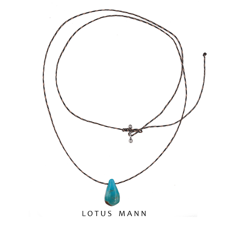 Zhang Zifeng. Oil-Colored Turquoise Water Drop Flash Rope Braided Necklace Set of Two Lotus Man