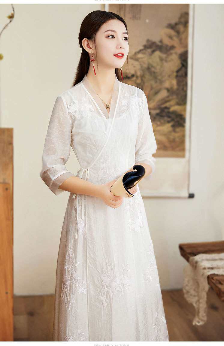 китайский костюм spring and summer women's vintage embroidered hanfu dress sl OTHER