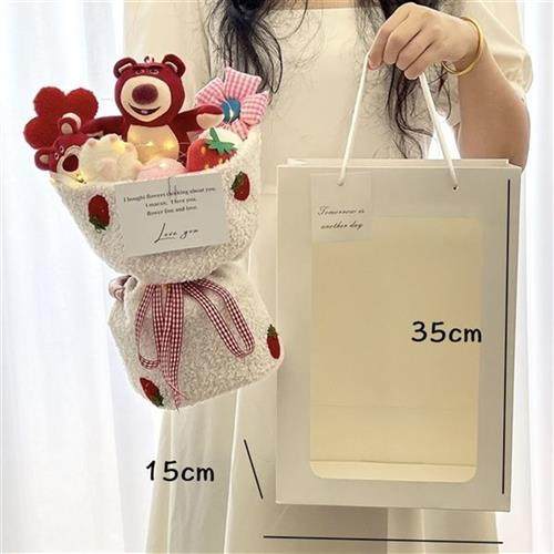 Strawberry Bear Bouquet Doll Plush ຂອງຂວັນວັນເດືອນປີເກີດ Doll ງາມສໍາລັບແຟນແລະຫມູ່ເພື່ອນທີ່ດີທີ່ສຸດສ້າງສັນແລະລະດັບສູງ