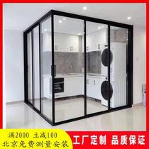 New extremely narrow corner three-link partition sliding door hanging rail hidden pocket door kitchen and bathroom single sliding door