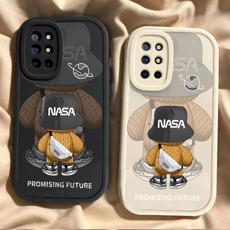 Back View Trendy Bear Oneplus 8t Phone Case for Men and Women, New 1+9 Silicone Soft Case, Full Coverage Lens, Oneplus 9 Pro Couple Anti-Drop Case, Oneplus 9R Cartoon Trendy Style