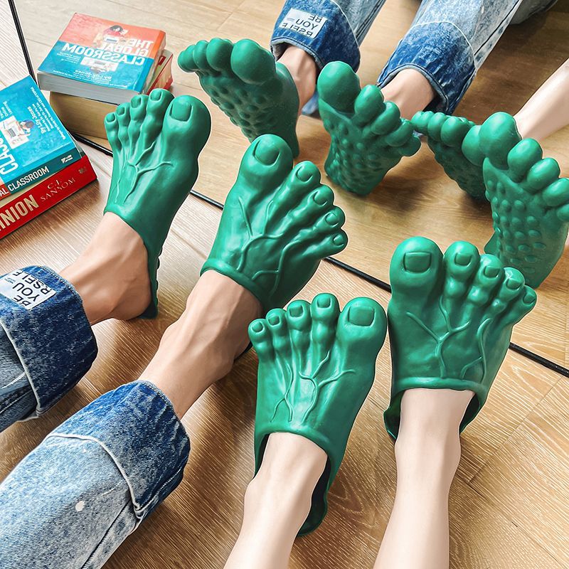 Abstract Slippers, Green Giant Funny Slippers, Toe Shoes, Big Foot Giant Prank Barefoot Five-Toed Foot Sole Cosplay