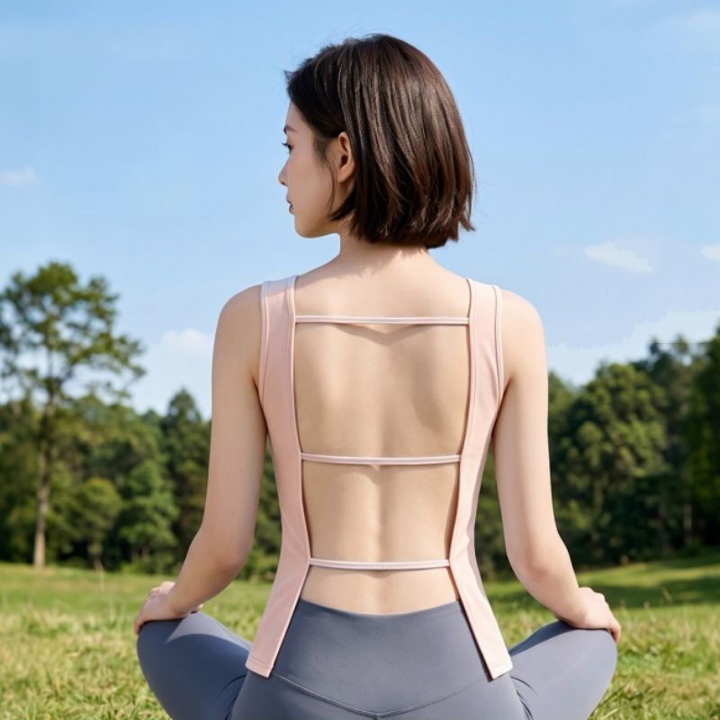 Women's New Style Sun Protection Vest with Chest Pads, Solid Color, Large Backless Design, Outdoor Beach Sunbathing Essential Top Women's New Style Sun Protection Vest with Chest Pads, Solid Color, Large Backless Design, Outdoor Beach Sunbathing Essential Top