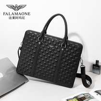 Falai Armani mens bag 2024 new business work handbag genuine leather business trip light luxury cowhide briefcase bag