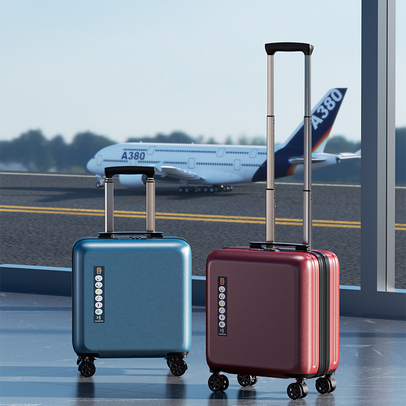 Luggage Pc Wear-Resistant 18inch Small Carry-On Suitcase for Women, No Checked Baggage Required, Airplane Password Lock, Leather Suitcase for Men, 20