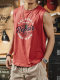 Brick Red Cotton Sleeveless Vest T-Shirt Men's Summer Breathable Loose Sports Sweat Vest American Retro T-shirt