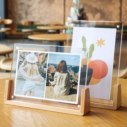 Acrylic 6inch Couple Photo Polaroid Solid Wood Photo Frame Souvenir Album Ornament Photo Empty Frame Display Stand High-End Feel