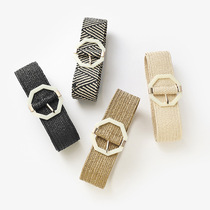 Japanese FC octagonal plastic buckle elastic elastic wide girdle decorative dress casual womens belt