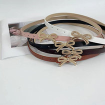 Japan FC new womens bow snap buckle thin belt womens decorative sweet skirt cute versatile simple womens leather