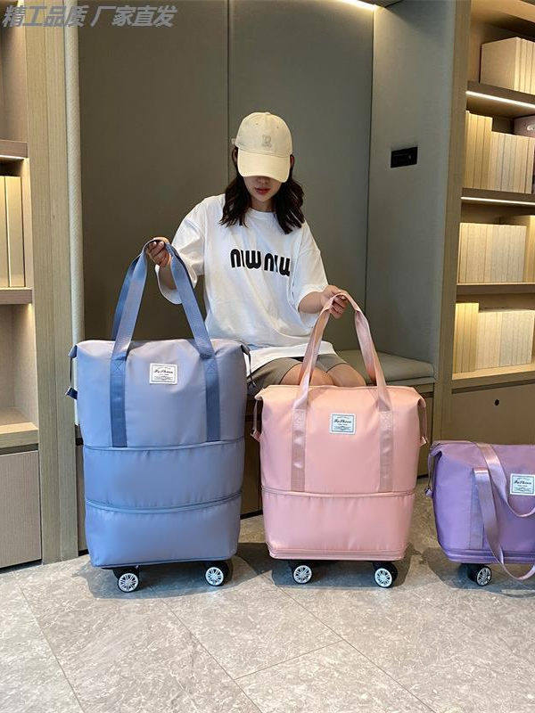 Luggage Bag with Pulleys, Universal Wheels, Travel Bag, Foldable Suitcase, Lightweight Trolley Bag, Large Capacity Hand-Pulled Backpack