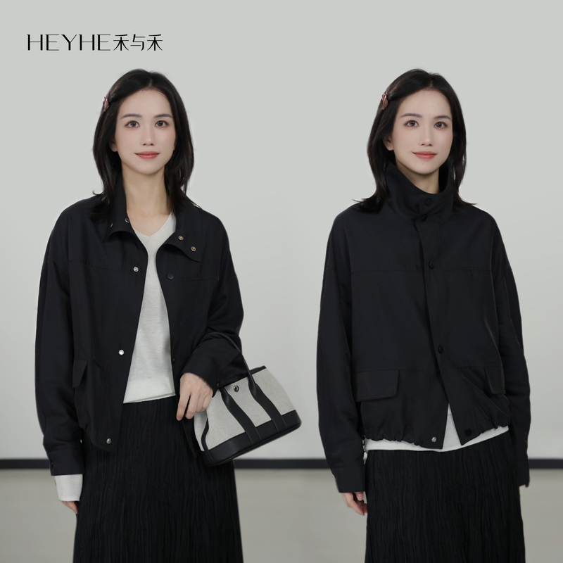 Xiaohe【Peninsula Tin Box】Daily Commuting Stand Collar Drop Shoulder Adjustable Hem Breathable Non-Stuffy Jacket Short Coat Xiaohe【Peninsula Tin Box】Daily Commuting Stand Collar Drop Shoulder Adjustable Hem Breathable Non-Stuffy Jacket Short Coat