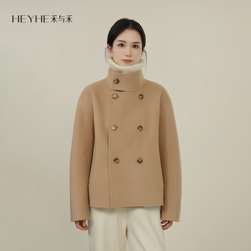 Xiaohe [Duke Coat] Cashmere and Sheep Wool Vintage Double-Breasted Stand Collar Warm Wool Coat