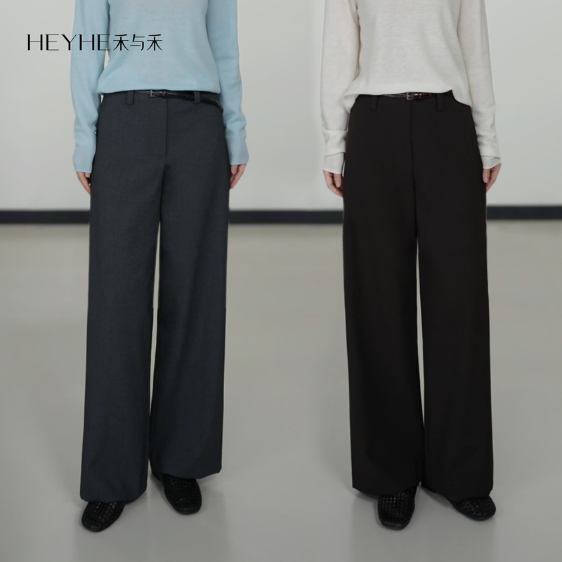 Xiaohe【Belgium】 Australian Imported Mercerized Wool Blend Four-Way Stretch One-Piece Construction Wide-Leg Trousers Xiaohe【Belgium】 Australian Imported Mercerized Wool Blend Four-Way Stretch One-Piece Construction Wide-Leg Trousers