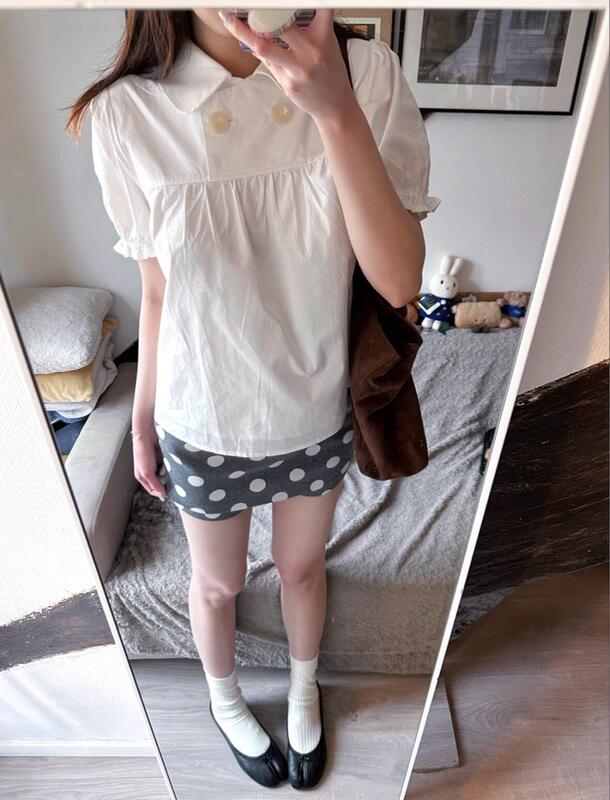 Cider Same Style in Stock 2026 Spring New American-Style Cotton Blend Plaid Puff Sleeve Loose Shirt Top Cider Same Style in Stock 2026 Spring New American-Style Cotton Blend Plaid Puff Sleeve Loose Shirt Top