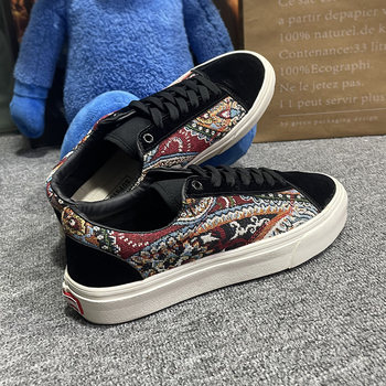 National Trend Embroidered Canvas Shoes 2025 Summer New Men's Shoes Trendy Black Versatile Large Size Sports Casual Sneakers