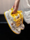 Original niche disruptive style thick tongue yellow bread shoes men's casual sports shoes plaid low-top trendy sneakers