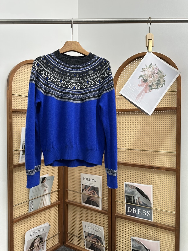 9552Y Home Blue Label Series Sweater Women's Wool Cashmere Jacquard Knitwear 2026 Autumn/Winter New Style
