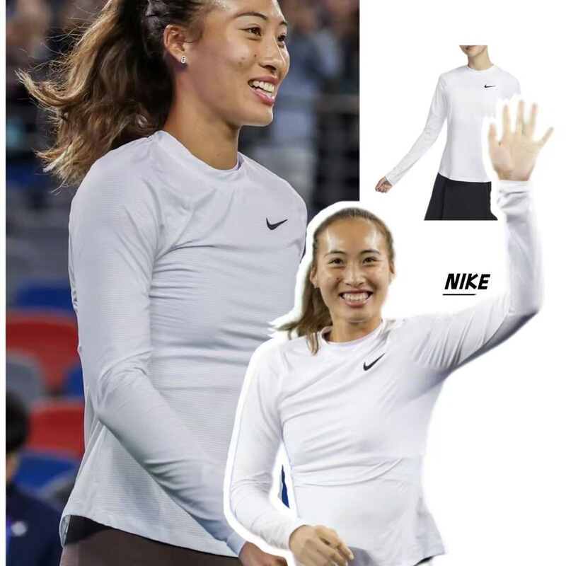Zheng Qinwen's Same Style Nike Women's Sun-Protective Quick-Dry Thin Long-Sleeve Running Training Tennis Golf Top