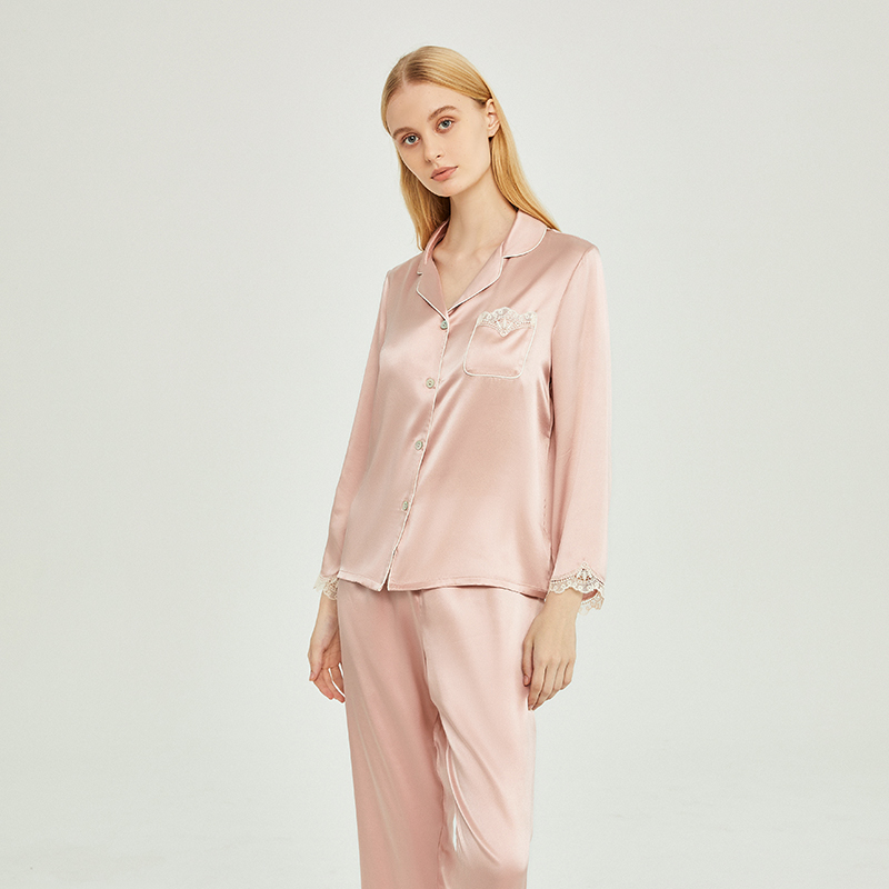 West Lake Silk Rhythm [Crown Embroidery Decoration] 26 New Silk Women's High-End Homewear Mulberry Silk Pajamas
