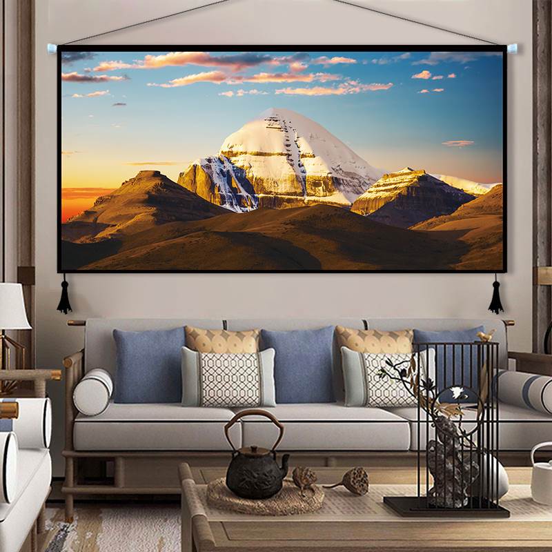 Tibetan-Style Internet-Famous Kailash Fabric Tapestry for Living Room, Bedroom, Hotel Background Wall, Tibetan Hanging Cloth and Tapestry Decoration