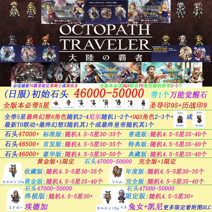 Octopath Traveler: Dominator of the Continent/Octopath Traveler: Crossroads Traveler Limited Edition Starter Account