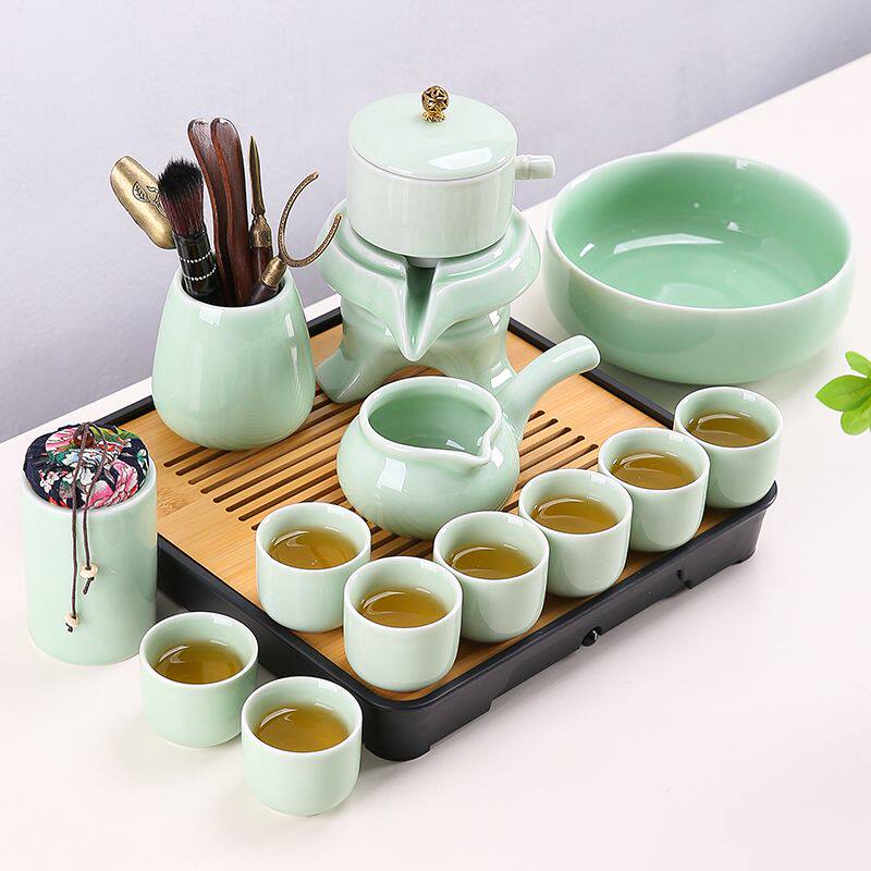 Чайник Celadon lazy tea, автоматический чайный сервиз, время от времени вращающийся, вращающийся заварочный чайник, бытовой керамический набор, чайная чашка