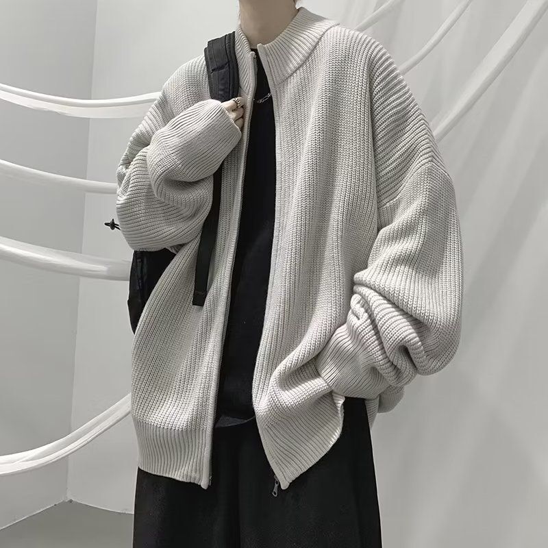 150kg Extra Large Trendy Lazy Style Retro Cardigan Sweater Men's Winter Niche Casual Solid Color Knitwear2 150kg Extra Large Trendy Lazy Style Retro Cardigan Sweater Men's Winter Niche Casual Solid Color Knitwear2