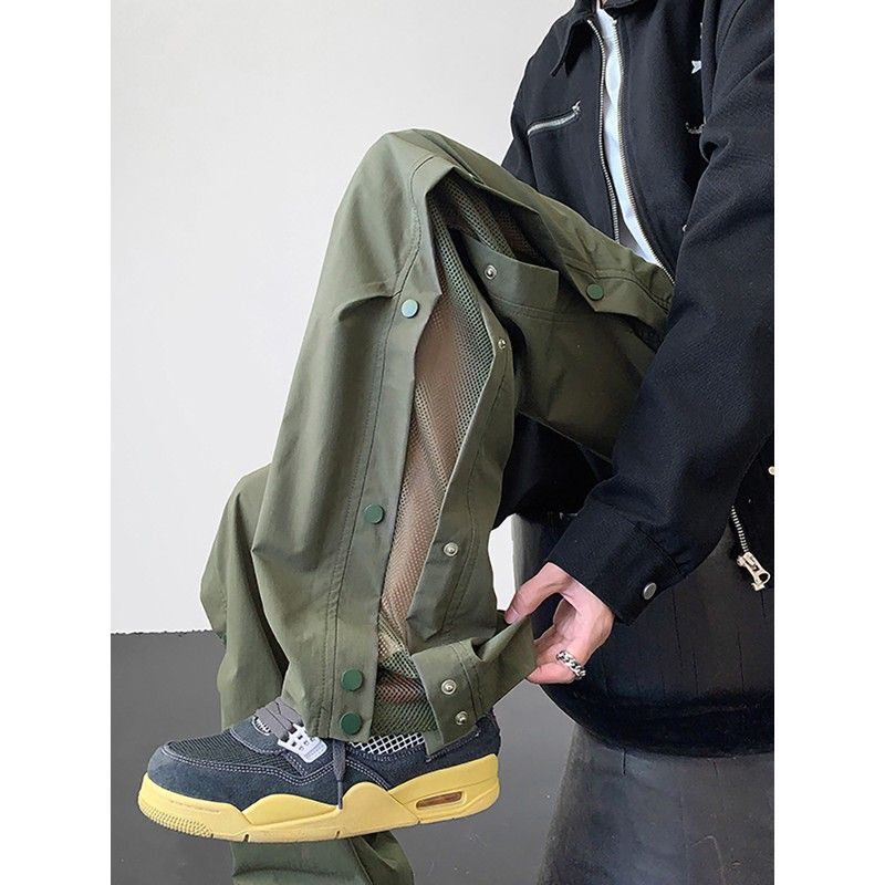 Plus Size 150kg American-Style Functional Waterproof Cargo Pants for Men, Summer Buttoned Mesh Outdoor Three-Proof Hiking Pants