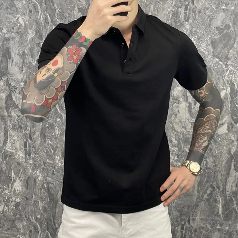 Plus Size 150kg Trendy Retro Casual Short-Sleeved T-Shirt Men's Summer Lapel Polo Shirt Pure Color Casual Top Plus Size 150kg Trendy Retro Casual Short-Sleeved T-Shirt Men's Summer Lapel Polo Shirt Pure Color Casual Top