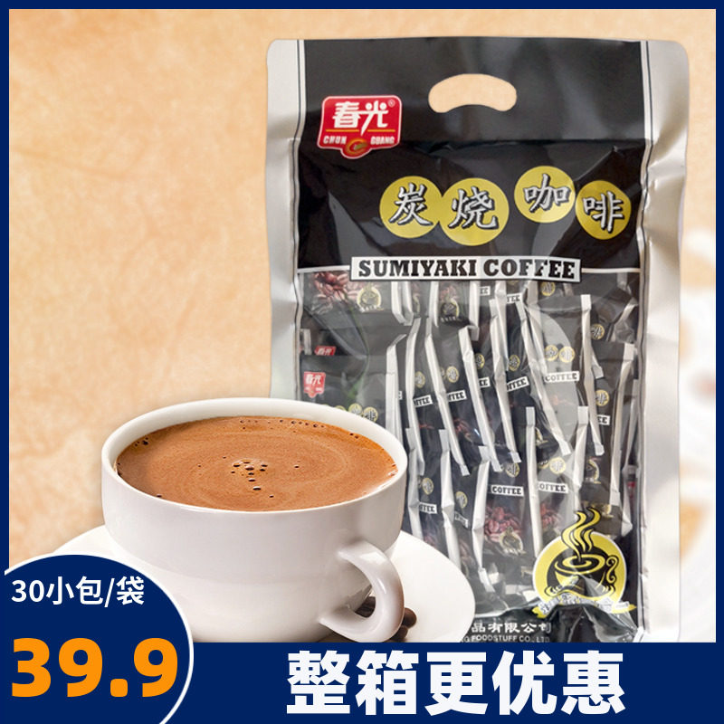 Spring light charcoal burning coffee 570g (30 packets) instant three-in-one carbon burning coffee powder Tenthick Brew Drink